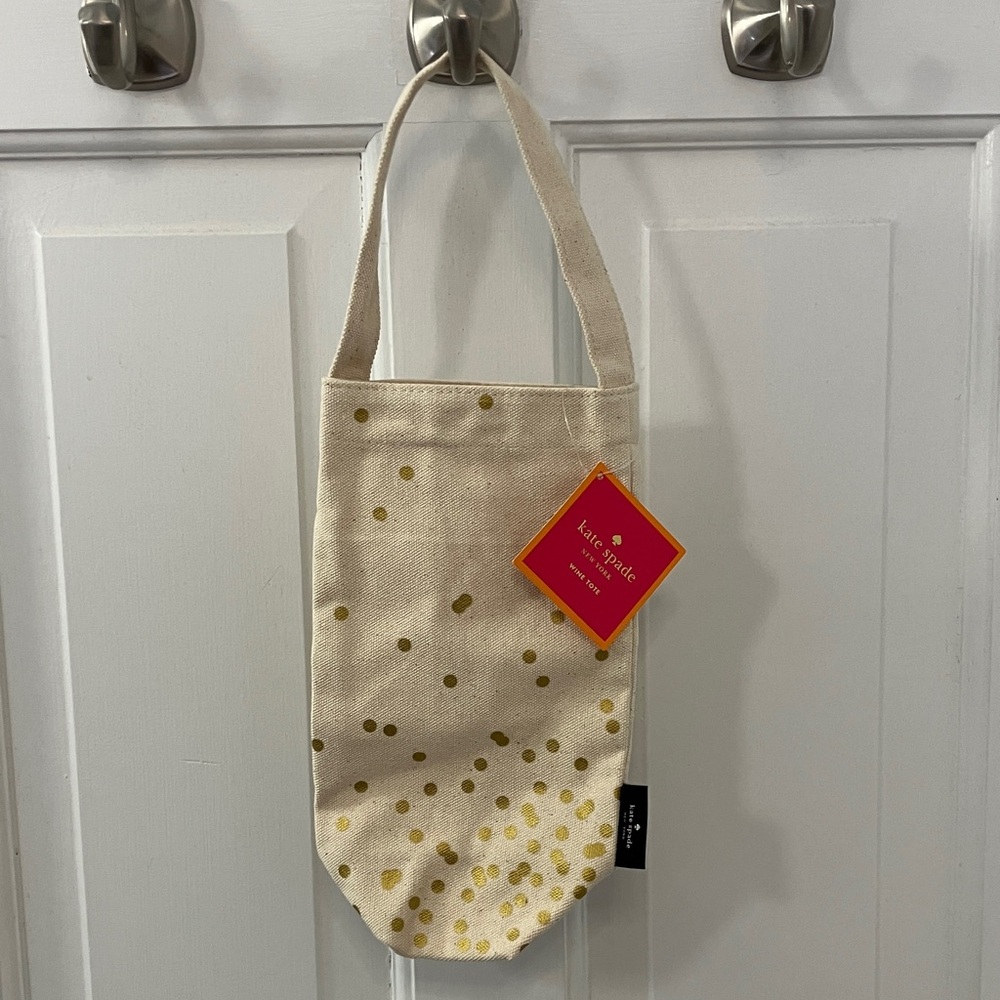 Kate Spade Gold Dot wine tote cream and Gold Canvas NWT handle bag gift bag